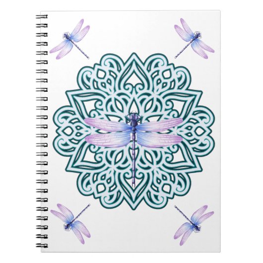 Girly Blue Lila Mandala Dragonfly Notizblock (Vorderseite)