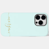 Girly Blue Monogram Modern Script Personalisiert C Case-Mate iPhone Hülle (Rückseite (Horizontal))