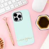 Girly Blue Monogram Modern Script Personalisiert C Case-Mate iPhone Hülle