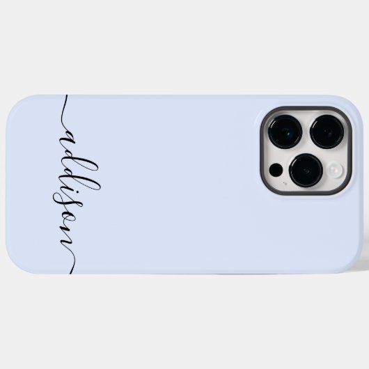 Girly Blue Monogram Modern Script Personalisiert Case-Mate iPhone Hülle (Rückseite (Horizontal))