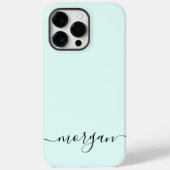 Girly Blue Monogram Modern Script Personalisiert Case-Mate iPhone Hülle (Rückseite)