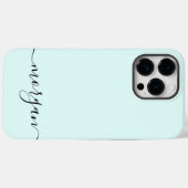 Girly Blue Monogram Modern Script Personalisiert Case-Mate iPhone Hülle (Rückseite (Horizontal))