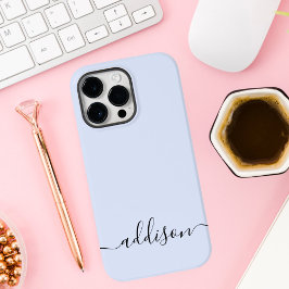 Girly Blue Monogram Modern Script Personalisiert Case-Mate iPhone 14 Pro Max Hülle