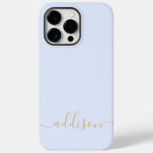 Girly Blue Monogram Modern Script Personalisiert Case-Mate iPhone Hülle (Rückseite)
