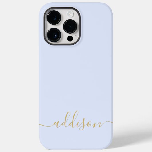 Girly Blue Monogram Modern Script Personalisiert Case-Mate iPhone Hülle (Rückseite)