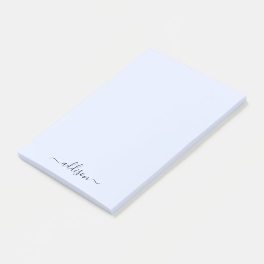 Girly Blue Monogram Modern Script Personalisiert Post-it Klebezettel (angewinkelt)