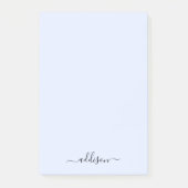Girly Blue Monogram Modern Script Personalisiert Post-it Klebezettel (Vorderseite)