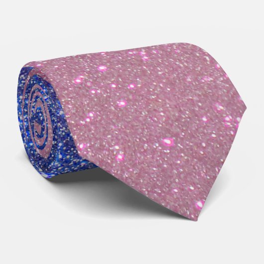 Girly Blue Pink Funkelnd Glitzer Ombre Gradient Krawatte (Gerollt)