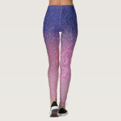 Girly Blue Pink Funkelnd Glitzer Ombre Gradient Leggings (Rückseite)