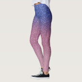 Girly Blue Pink Funkelnd Glitzer Ombre Gradient Leggings (Links)