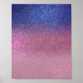 Girly Blue Pink Funkelnd Glitzer Ombre Gradient Poster (Vorne)
