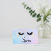 *~* Girly BLUE PINK Lashes Extensions Glitzer Visitenkarte (Stehend Vorderseite)