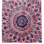 Girly Blue Pink Mandala Floral Duschvorhang (Vorderseite)