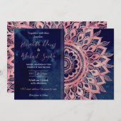 Girly Blue Pink Mandala Floral  Einladung (Vorne/Hinten)