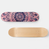 Girly Blue Pink Mandala Floral Skateboard (Horizontal)