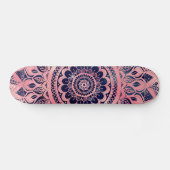 Girly Blue Pink Mandala Floral Skateboard (Horizontal)