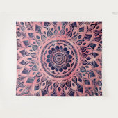 Girly Blue Pink Mandala Floral Wandteppich (Vorderseite (Horizontal))