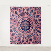 Girly Blue Pink Mandala Floral Wandteppich (Vorderseite)