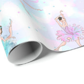 Girly Blue & Pink Tutu Ballerinas und Hintergrund Geschenkpapier (Rolleneckpunkt)