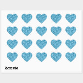 Girly Blue Sparkle Glitzer Look Herz-Aufkleber (Blatt)
