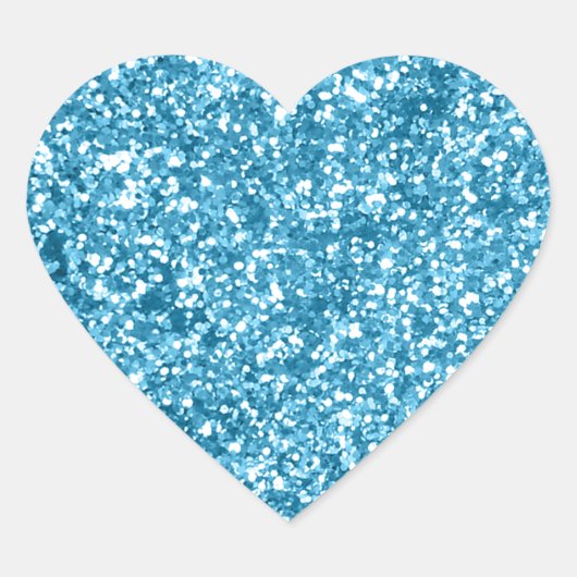 Girly Blue Sparkle Glitzer Look Herz-Aufkleber (Vorderseite)