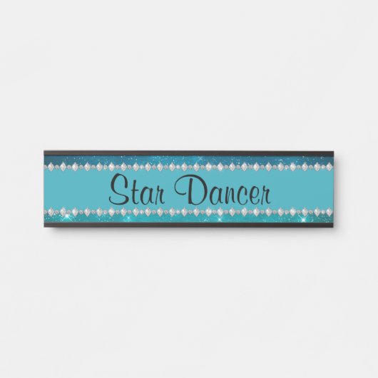 Girly Blue Star Diamond Custom Horst Stall Türschild (Vorderseite )