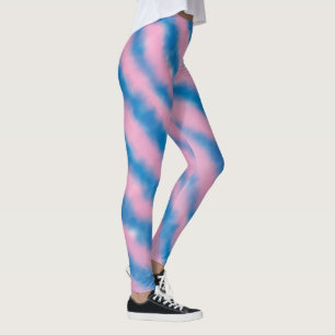 Girly Blue und Pink Cloud Retro Ästhetische Strei Leggings