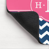 Girly Blue Zickzack Pink Monogram Mousepad (Ecke)