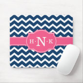Girly Blue Zickzack Pink Monogram Mousepad (Mit Mouse)