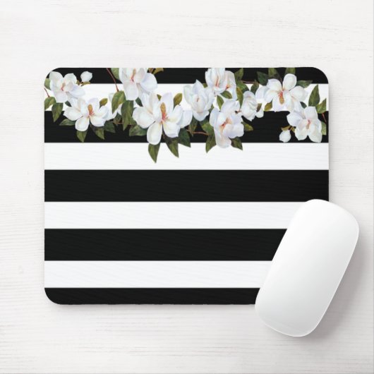 Girly Blume Magnolia, Streifen Mousepad (Mit Mouse)