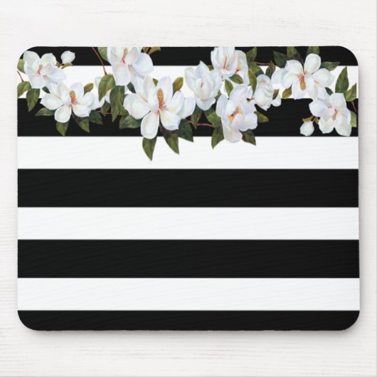 Girly Blume Magnolia, Streifen Mousepad (Vorne)