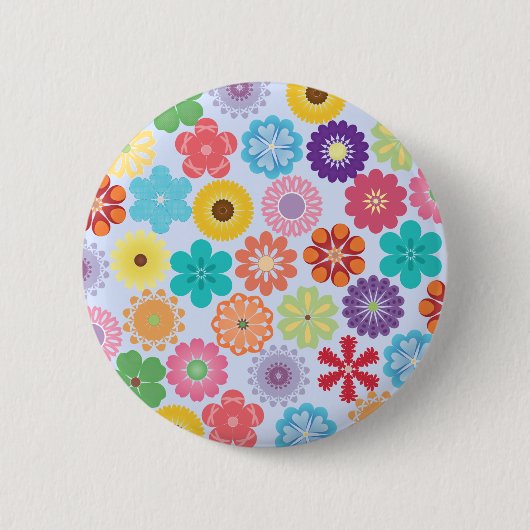 Girly Blumen-Power-buntes Blumenmuster Button (Vorderseite)