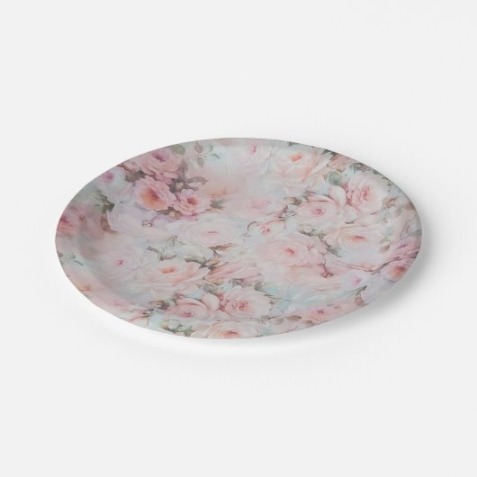 Girly Blumen Töne erröten rosa boho Land Pappteller (Schrägansicht)