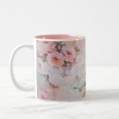 Girly Blumen Töne erröten rosa boho Land Zweifarbige Tasse (Links)