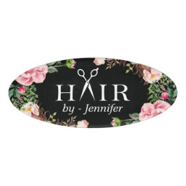 Girly Blumenhaar-Schnitt-Salon Scissors Logo Namenschild