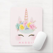 Girly Blumenunicorn-Rosa-Gold personalisiert Mousepad (Mit Mouse)