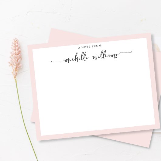 Girly Blush Elegante Calligrafy Script Note from Mitteilungskarte
