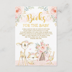 Girly Blush Floral Woodland Tiere Bücher für Baby Begleitkarte