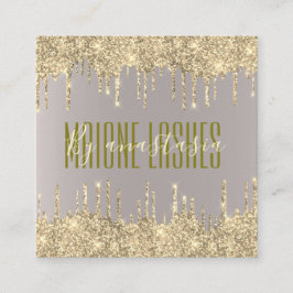 Girly Blush Gold Glitterie Tropfens Artist Makeup  Quadratische Visitenkarte