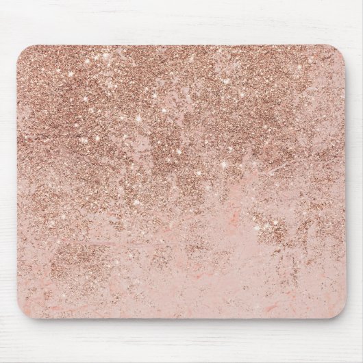 Girly-Blush-Korallen Imitat Rose Gold Glitzer Marm Mousepad (Vorne)