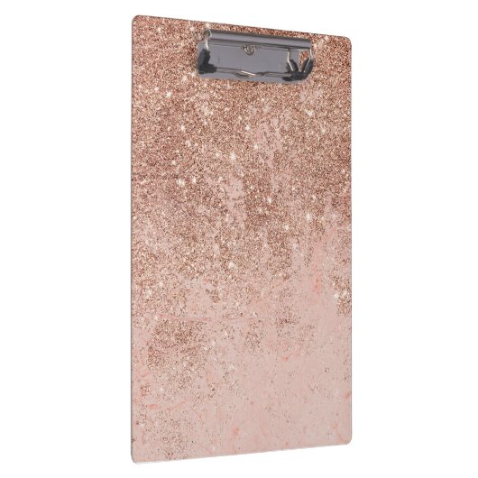 Girly-Blush Korallen Imitate Rose Glitzer Marmor Klemmbrett (Rechts)