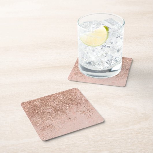 Girly-Blush Korallen Imitate Rose Glitzer Marmor Rechteckiger Pappuntersetzer (Vor Ort)