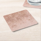 Girly-Blush Korallen Imitate Rose Glitzer Marmor Rechteckiger Pappuntersetzer (angewinkelt)