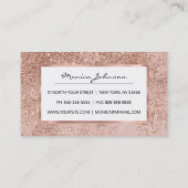 Girly-Blush Korallen Imitate Rose Glitzer Marmor Visitenkarte (Rückseite)