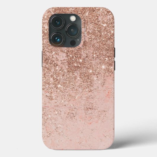 Girly-Blush Korallen Imitate Rose Gold Glitzer Mar Case-Mate iPhone Hülle (Rückseite)