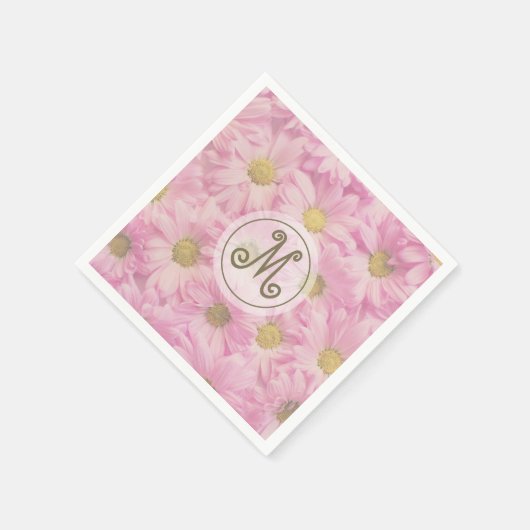Girly Blush Pink Daisies Niedliches Custom Gold Mo Serviette (Ecke)