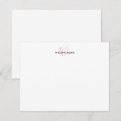 Girly Blush Pink Elegante Script Monogram Mitteilungskarte (Vorne/Hinten)