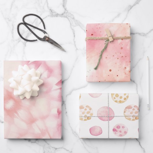 Girly Blush Pink Gefärbte Krawatte Geschenkpapier Set (Vorderseite)