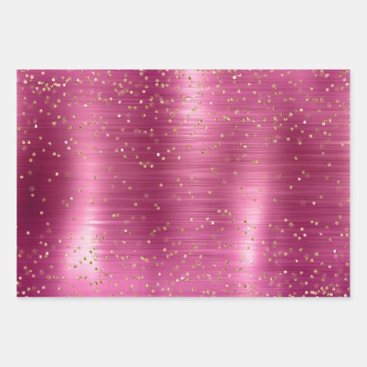Girly Blush Pink Glam Gold Sparkle Confetti Geschenkpapier Set (Vorderseite 3)