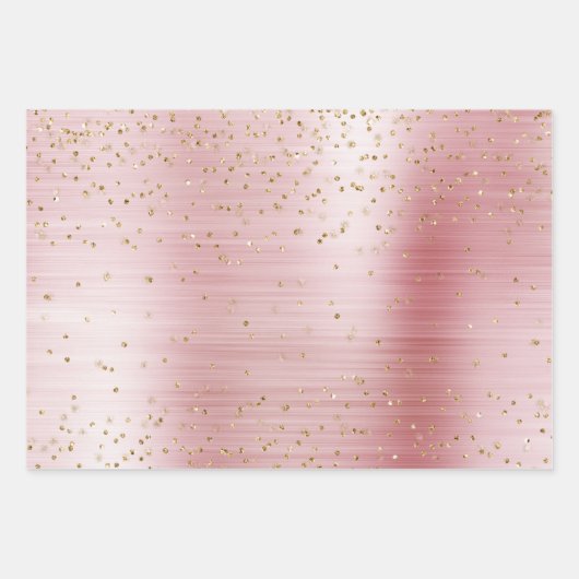 Girly Blush Pink Glam Gold Sparkle Confetti Geschenkpapier Set (Vorderseite)